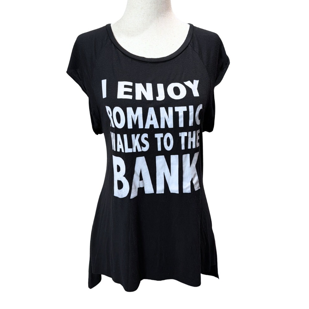 Nicki Minaj I Enjoy Romantic Walks To The Bank Graphic Tee Black Size Large